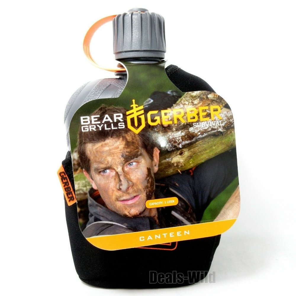 Bear Grylls Canteen Flask Water Bottle Military Survival Cooking Cup BPA Free
